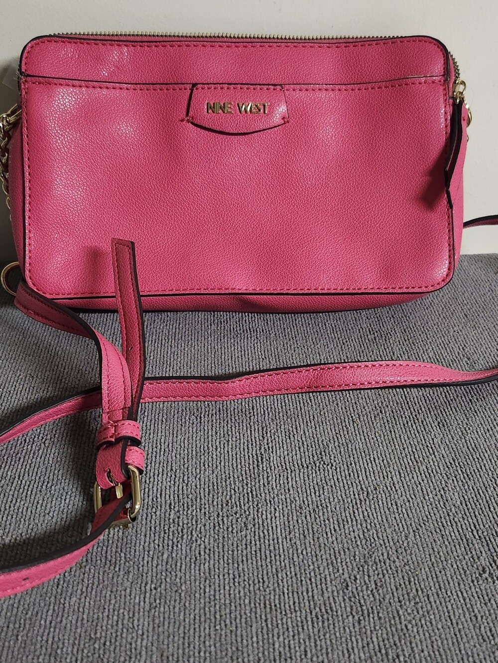 Nine West Pink Pebbled Leather Crossbody Bag
